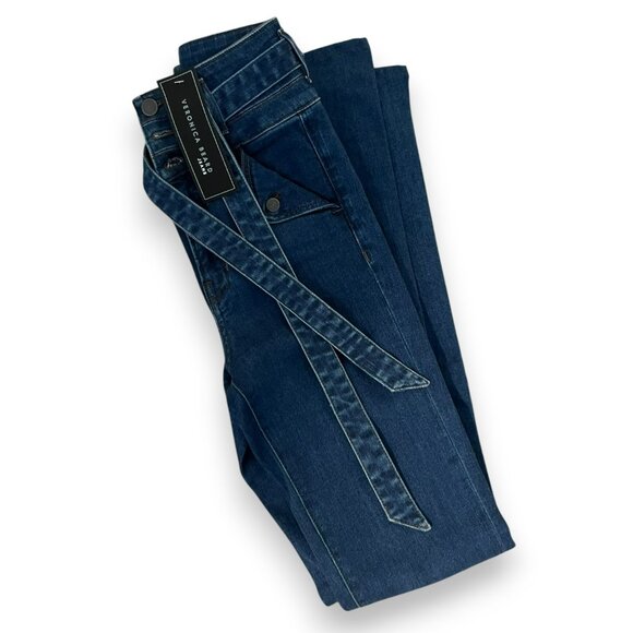 Veronica Beard Giselle High Waist Slim Flare Jeans in Washed Oxford, 26, NWT - Picture 3 of 3